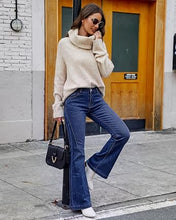 luvamia FleXclusive Flare Jeans for Women Mid Rise Bootcut Denim Pants Distressed Stretchy Denim, Retro Distressed Washed, Chic Y2K Style, Date Night Outfit, Slim Through Knee, Nashville Western Inspired