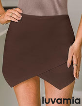 LUVAMIA Denim High Waisted Shorts Skort Stretch Asymmetrical Wrap Skirt