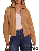 luvamia Faux Suede Jackets for Women Oversized Fall Coats Cropped Outerwear Zip Up, Long Sleeve, Slash Pockets, Modern Western Boho, Lapel Collar, Oversized Bomber Jacket, Drop Shoulder, Gathered Hem
