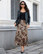 luvamia Women Satin Skirt Leopard Print Maxi Long Stretchy Elastic Skirts Cheetah Animal Print, Bias Cut Skirt, A-Line, High Waisted, Flowy Long Slip Skirts, Elastic Waistband, Fall Outfits for Women