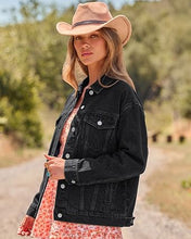 luvamia Jean Jacket Women Button Down Long Sleeve Oversized Denim Jackets Casual Jackets for Women Trendy, 2 Functional Side Pockets, No Stretch, Western Fall Outfits, Country Concert Outfits