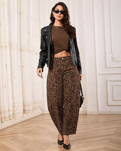 luvamia FleXcLusive Barrel Jeans Women High Waisted Baggy Leopard Cheetah Denim Pants Wide Leg Jeans for Women Trendy Stretchy, Ankle Length, Front Seam, Loose Fit, 27.5 Inch Inseam, Country Concert Outfits
