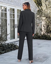 luvamia Pant Suits for Women Dressy 2 Piece Sets Business Casual Pants Set Single Button Blazers, Notch Collar, High Waisted Pants, 29" Inseam, Adjustable Dual Button Waistband, Elegant Office Outfits