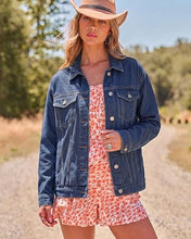 luvamia Jean Jacket Women Button Down Long Sleeve Oversized Denim Jackets Casual Jackets for Women Trendy, 2 Functional Side Pockets, No Stretch, Western Fall Outfits, Country Concert Outfits