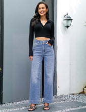 luvamia FleXcLusive Wide Leg Jeans for Women Trendy High Waisted Stretchy Denim Pants Wide Leg Pants, High Rise, 29.5" Inseam, 90s, Baggy Straight Leg Jeans, Stretch, Button Front, Western Denim Outfit for Women