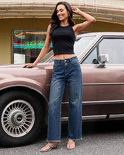 luvamia FleXclusive Wide Leg Jeans for Women High Waisted Stretchy Denim Pants Raw Hem Wide Leg Jeans, 90s Baggy Straight, High Rise, Stretch, 29.5 Inch Inseam, Button Front, Raw Hem, Western Outfit for Women