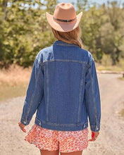 luvamia Jean Jacket Women Button Down Long Sleeve Oversized Denim Jackets Casual Jackets for Women Trendy, 2 Functional Side Pockets, No Stretch, Western Fall Outfits, Country Concert Outfits