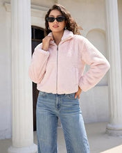 luvamia Faux Fur Jackets for Women Fall Cropped Coat Fuzzy Winter Outerwear Zip Up Front, Modern Retro Style, Lapel Collar, Drop Shoulder, Long Sleeve, Autumn Layering, City Chic Outerwear, Wide Collar