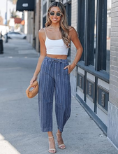 luvamia FleXclusive Barrel Jeans Women Trendy Striped Cropped High Waisted Pull On Elastic Waist Wide Leg Casual Stretch Denim Pants