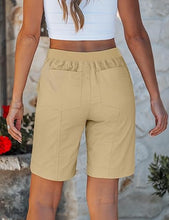 luvamia Bermuda Shorts for Women Trendy High Waist Knee Length Chino Long Shorts Drawstring Summer Casual Short 9"
