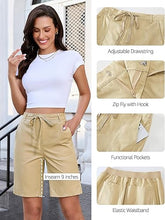 luvamia Bermuda Shorts for Women Trendy High Waist Knee Length Chino Long Shorts Drawstring Summer Casual Short 9"