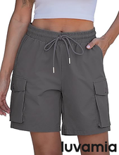 luvamia Hiking Shorts for Women High Waisted Pull On Cargo Casual Golf Water Resistant 7 Inch Inseam Mid Thigh Shorts
