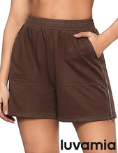 LUVAMIA Women's High Waist Elastic Waistband Shorts Regular Comfort Silhouette