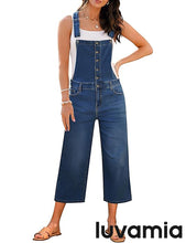 LUVAMIA Women Sleeveless Adjustable Strap One Piece Casual Denim Harem Overall
