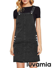 luvamia Women's Casual Straps Denim Overall Pinafore Dress with Pocket
