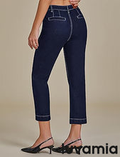 luvamia Capri Jeans for Women High Waisted Slim Straight Stretchy Denim Capris Pants Welt Pockets Casual Cropped Jeans