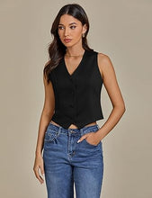 LUVAMIA Women's  Relaxed Fit Crop Sleeveless Button Soft Vest Top