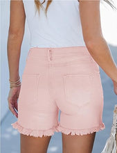 luvamia Jean Shorts for Women High Wasited Trendy Stretchy Crossover Wasit Denim Shorts Raw Hem Casual Summer Pockets