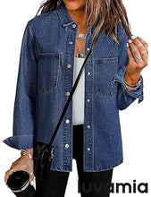 LUVAMIA Women's Relaxed Fit  Denim Slim Regular Pocket Jean Jacket Coat