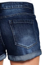 luvamia Women's Casual Ripped Denim Shorts Mid Rise Stretch Folded Hem Short Jeans
