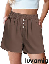 2025 Women's Relaxed Lightweight Shorts with Elastic Waistband and Front Button