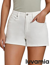 LUVAMIA Women's Comfort High Waisted Mega Stretchable Jean Shorts