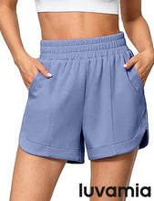 LUVAMIA Women's Brief High-Waisted Elastic-Waist Athletic Wide-Leg Shorts