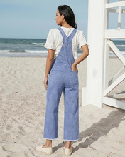 luvamia FleXclusive Denim Overalls for Women Wide Leg Capri Jean Jumpsuit Loose Fit Summer Stretchy Bib Overall Embroidered Raw Hem