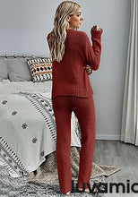 luvamia Women's Casual Pajamas Sets Long Sleeve Tops and Pants Knitted Pjs Loungewear