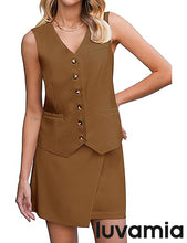 LUVAMIA Women's Business Vest Suit Set Sleeveless Blazer Skirt Outfit Workwear Matching