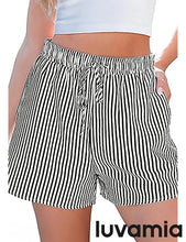 LUVAMIA Women's Casual Drawstring Relaxed Fit Belted Shorts