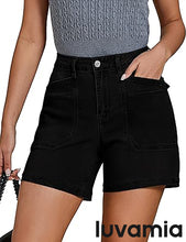 Women's Denim Mid Waist Shorts Regular Fit Summer Pocket Walkshorts