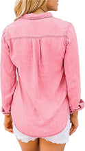 luvamia Women Chambray Jean Western Shirts Long Sleeve Button Down Denim Shirt Tops