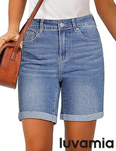 2025 Women's Casual Denim High Waist Pants Shorts Straight Leg Stretch Jeans