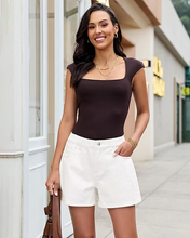 luvamia FleXclusive Jean Shorts for Women High Waisted Baggy Wide Leg Elastic Waist Mom Denim Shorts 4" Inseam Casual Summer Jorts