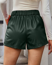 luvamia Faux Leather Shorts for Women High Waist Wide Leg Stretchy Waist Shorts with Pockets Belt Short PU Leather