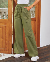 GRAPENT Womens Cargo Pants Wide Leg Baggy High Rise Pull On Elastic Waist Stretch Loose Pants with Pocket 90s Outfit Y2K