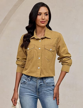 luvamia FleXclusive Denim Shirts for Women Long Sleeve Button Down Chambray Relaxed Fit Western Jean Shirts Casual Collared Jean Top