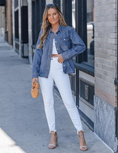 luvamia FleXclusive Denim Shirts for Women Long Sleeve Button Down Chambray Relaxed Fit Western Jean Shirts Casual Collared Jean Top