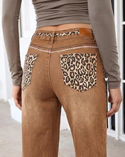 luvamia FleXcLusive Wide Leg Jeans for Women High Waisted Leopard Patchwork Denim Pants Stretchy, Baggy Straight Leg, 29.5" Inseam, Leopard Trimmed Waist & Front Pockets, Cheetah Print Back Pockets, Western Outfit