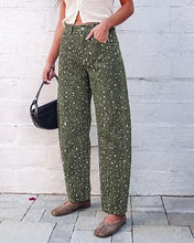luvamia Barrel Jeans Women Deer Print High Waisted Patterned Denim Pants Knee Darts, 27.5" Inseam, Stretchy, Patterned Pants, Deer Fawn Print, Baggy Jeans Y2K, Speckled Dots, Concert Outfits Women