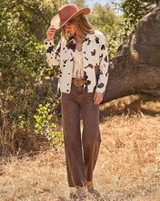 luvamia Faux Suede Cow Print Fall Jackets For Women Cropped Jacket Shacket Faux Leather, Full Lining, Button Down Shackets For Women With Pockets, Oversized Fall Outerwear, Cowgirl Outfits For Women