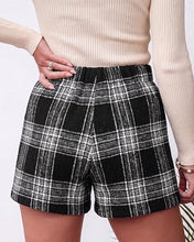 luvamia Plaid Skorts for Woman High Waist Mini Wrap Skort Skirt with Shorts Faux Wrap, Side Zipper, Elastic Waist Back, Trendy Plaid Pattern, Fall Skirts With Shorts Underneath, Asymmetrical Design