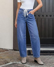 luvamia FleXclusive Barrel Jeans Women Trendy Baggy High Waisted Drawstring Denim Pants Barrel Wide Leg Pants, 27.5" Inseam, Baggy Jeans, Stretchy, Ankle Length, Drawstring Adjustable Waist, Casual Denim Outfits