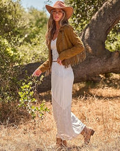 luvamia Fringe Jackets For Women Trendy Cropped Faux Suede Jacket Women Faux Leather Fall Jackets For Women, Full Lining, Zip Up, Tassel Cowgirl Jacket, Country Concert, Western Outfit For Women