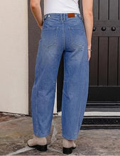 luvamia FleXcLusive Barrel Jeans Women Trendy High Waisted Wide Leg Baggy Denim Pants Adjustable Back Cinched Waist, Front Seam Jeans, Ankle Length, Stretchy Jeans for Women, 28 Inch Inseam, Casual Fall Outfit