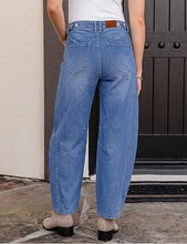 luvamia FleXcLusive Barrel Jeans Women Trendy High Waisted Wide Leg Baggy Denim Pants Adjustable Back Cinched Waist, Front Seam Jeans, Ankle Length, Stretchy Jeans for Women, 28 Inch Inseam, Casual Fall Outfit