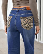 luvamia FleXcLusive Wide Leg Jeans for Women High Waisted Leopard Patchwork Denim Pants Stretchy, Baggy Straight Leg, 29.5" Inseam, Leopard Trimmed Waist & Front Pockets, Cheetah Print Back Pockets, Western Outfit