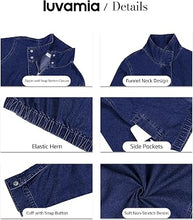 luvamia Jean Jacket Women Funnel Neck Zip Up Oversized Casual Denim Jackets Long Sleeve Short Jackets for Women, Elastic Hem Detail, Side Slant Pockets, Drop Shoulder, No Stretch, Western Fall Outfits