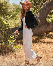 luvamia Fringe Jackets For Women Trendy Cropped Faux Suede Jacket Women Faux Leather Fall Jackets For Women, Full Lining, Zip Up, Tassel Cowgirl Jacket, Country Concert, Western Outfit For Women